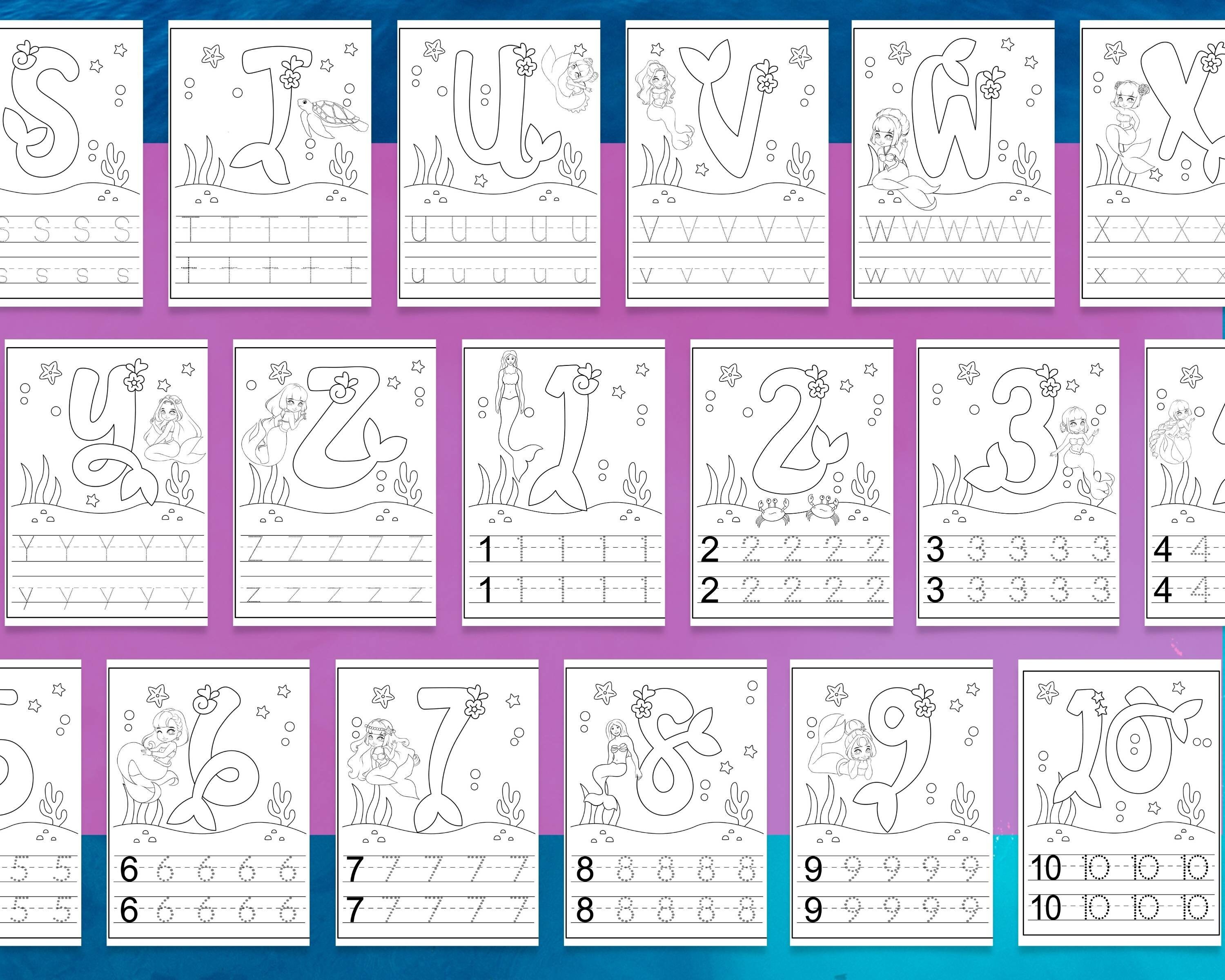 Mermaid Printable Handwriting Worksheets Mermaid Coloring Etsy