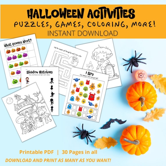 Halloween Activity Printable Activity Pages Worksheets - Etsy