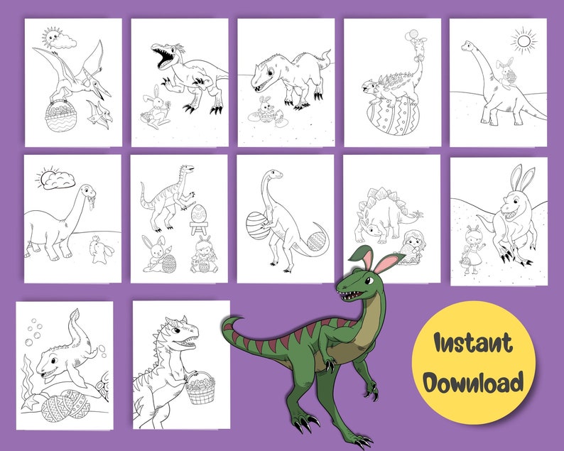 Dinosaur Easter Coloring Pages, Dinosaur Easter Basket Stuffer, Easter