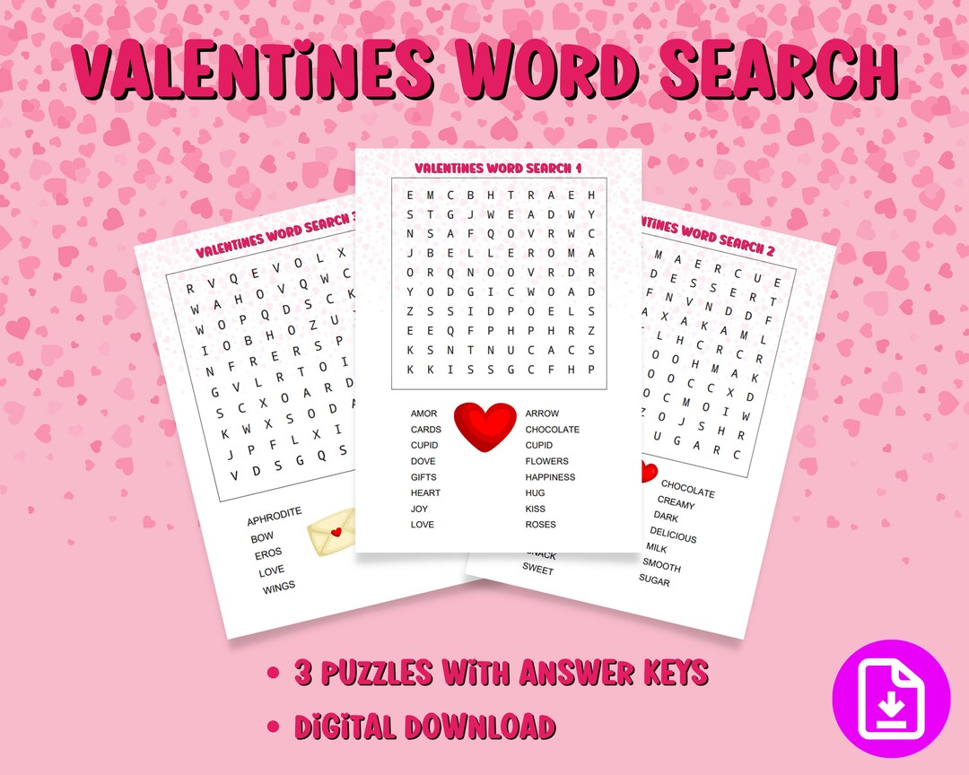 Valentine Word Search Printable Word Search for Kids Valentine