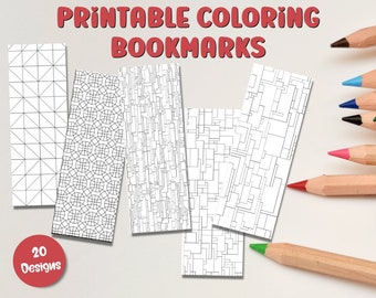 Printable Coloring Bookmarks, Printable Bookmark, Geometric Coloring Pages, Printable Gift, instant download, pdf print, print at home