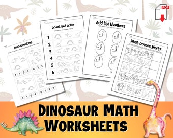 Dinosaur Printable Math Worksheets, Shapes Tracing Number Worksheets, Homeschool Printables Kindergarten Activities Pre-K Dinosaur Worksheet