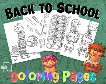 Back to School Coloring Pages, Printable Coloring Pages, Back to School Coloring Sheets, print at home, instant download, digital download