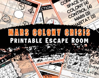 Printable Escape Room, Space Escape Room, Mars Puzzle,  Puzzles for Kids Family Game Night, Escape Room at Home, Escape Game, pdf download