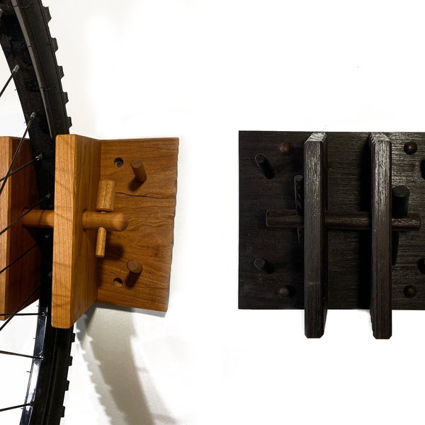 Handmade Wood Bike Shelf, Wall mount Bicycle Hanger
