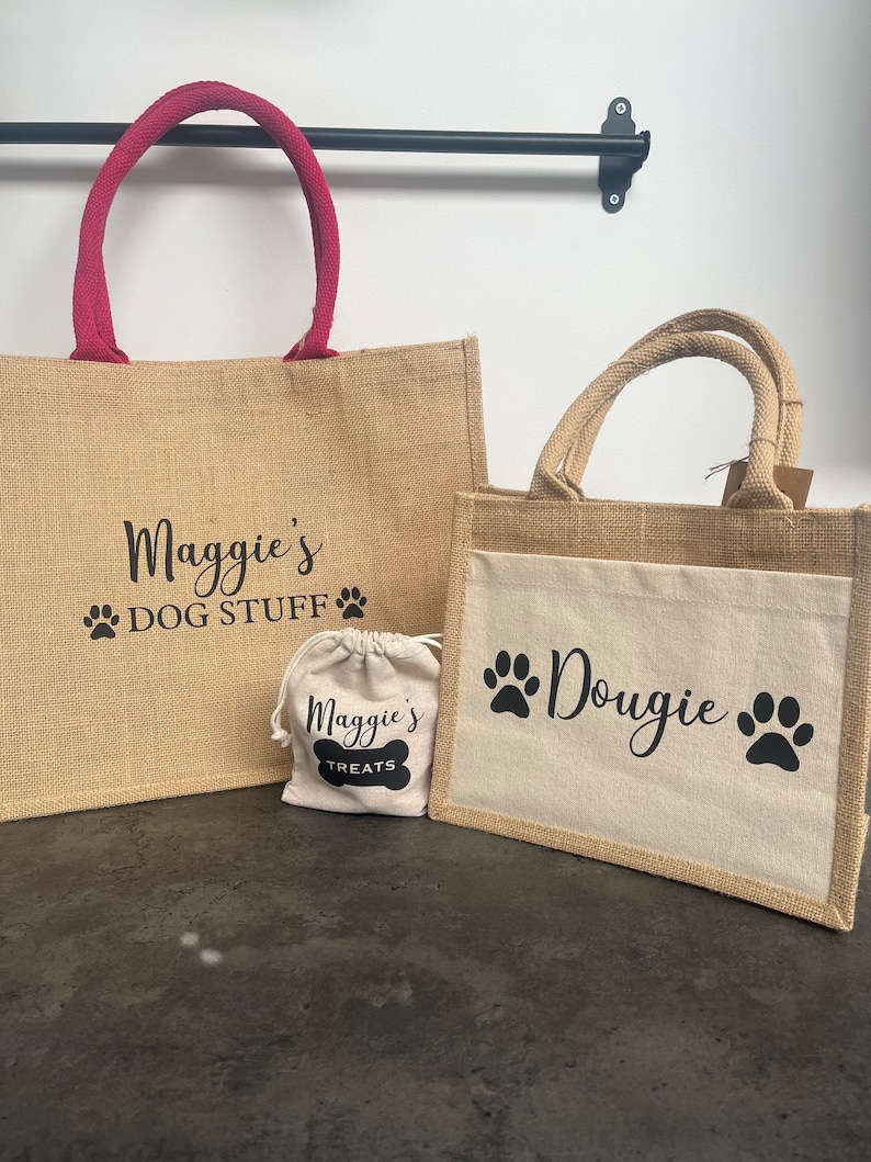 Personalised Dog treat bag Dog Jute treat Bag Personalised Puppy gift image 3