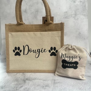 Personalised Dog treat bag Dog Jute treat Bag Personalised Puppy gift image 2