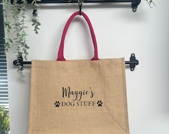 Personalised Large Dog bag - Dog Jute Bag - Personalised Puppy gift