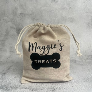 Personalised Dog treat bag Dog Jute treat Bag Personalised Puppy gift image 1