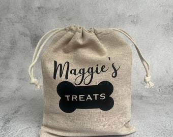 Personalised Dog treat bag - Dog Jute treat Bag - Personalised Puppy gift