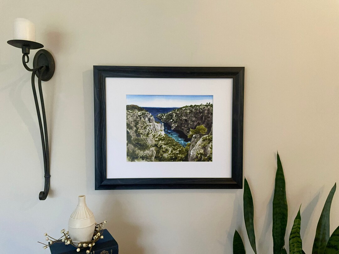 Mediterranean Cove Watercolor Print - Etsy
