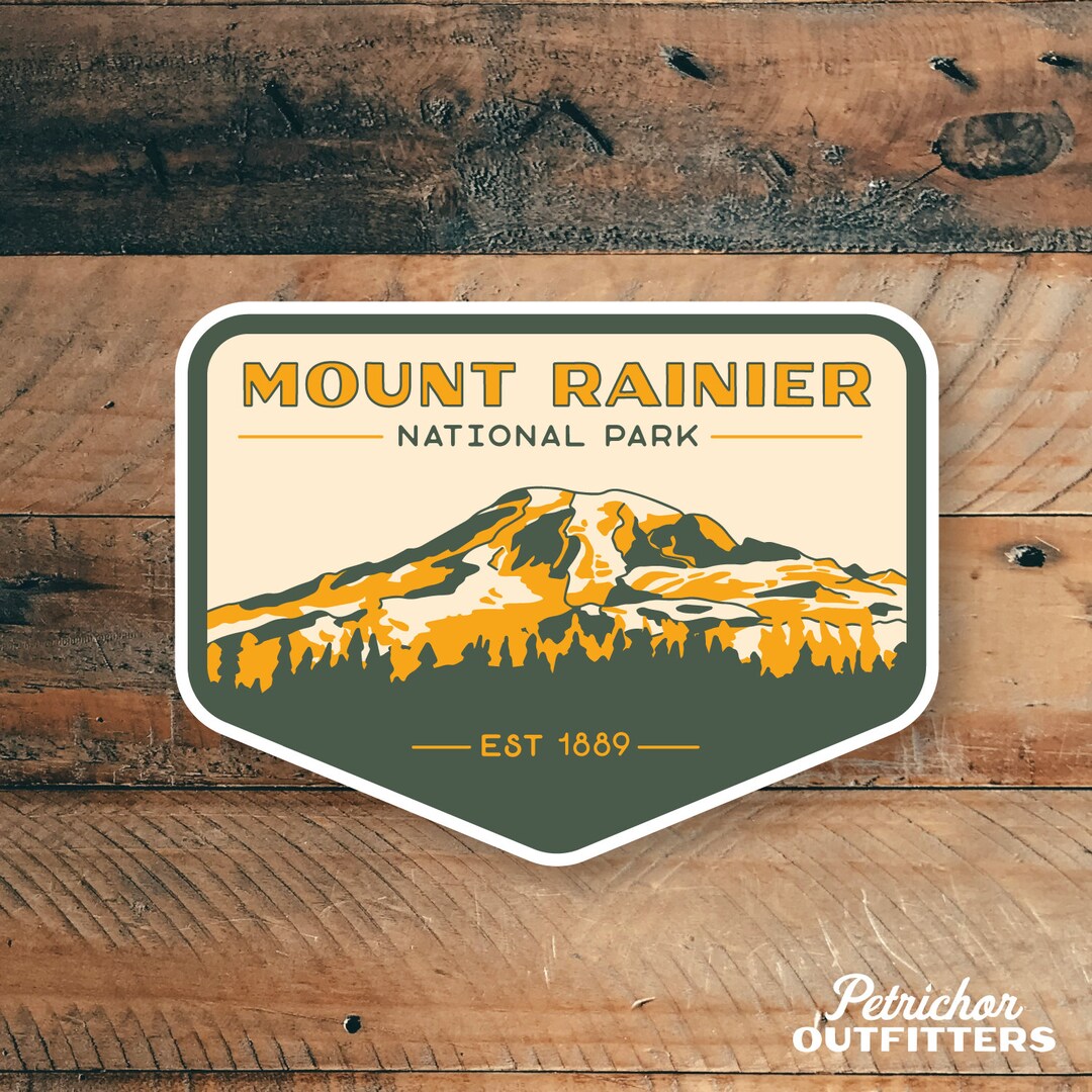 Retro Mount Rainier National Park Sticker for Water Bottle, Car or ...
