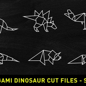 Origami Dinosaurier Schnittdateien für Cricut - mit T-Rex, Raptor, Stego, Triceratops, Plesiosaurus und Parasaur in SVG/ PNG / DXF Formaten