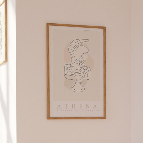 Goddess Athena | Printable Wall Art | Greek Mythology Print | Light Academia Aesthetic Art | Neutral Home Decor | Ancient Greek Inspired Art