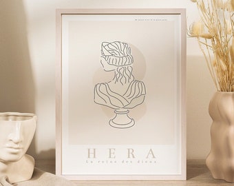 Goddess Hera | Printable Wall Art | Greek Mythology Print | Light Academia Aesthetic Art | Neutral Home Decor | Ancient Greek Inspired Art