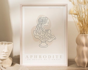 Diosa Afrodita / Arte de pared imprimible / Impresión de mitología griega / Arte estético de la academia ligera / Decoración neutral / Arte inspirado en la antigua Grecia