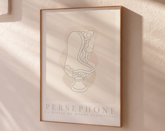 Diosa Perséfone / Arte de pared imprimible / Impresión de mitología griega / Arte estético de la academia ligera / Decoración neutral / Arte inspirado en el griego antiguo