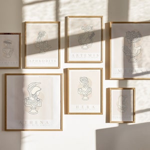 Griechische Göttin Statue Wand Kunst Galerie Set | Druckbare Wandkunst | Altgriechische Mythologie Print Set | Licht Academia Kunst | Neutrale Wandkunst