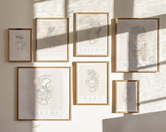 Greek Goddess Statue Wall Art Gallery Set | Printable Wall Art | Ancient Greek Mythology Print Set | Light Academia Art | Neutral Wall Art