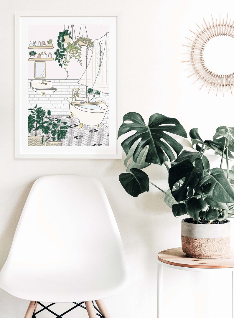 Botanical Bathroom Art Print Printable Wall Art Digital - Etsy