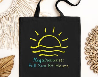Sunshine Tote Bag, Beach Sun Bum, Sand Toy Carrier, Vacation Canvas with Handle, Plant lover Tote, Summer Living, Life in the Sun, Her gift