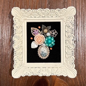 2”x3” Handmade Framed Vintage Jewelry Art Flowers - Etsy