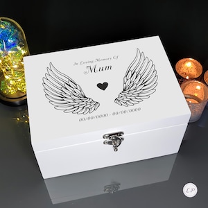 Personalised Ashes Keepsake for Human Cremation - Angel Wings Memorial Urn Box