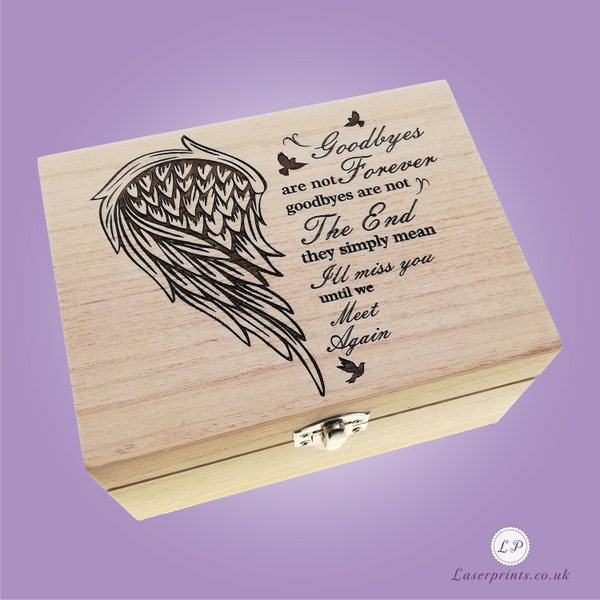 Cremation Human Ashes Urn Memorial Keepsake Holder Wooden Engraved Memory Box - Ver 2