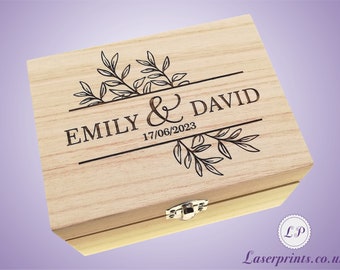 Personalised Keepsake Box Wedding Day Memory Box Gift Any Initials Name Dates - Ver 1