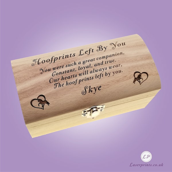 Horse Hair Keepsake Urn Pet Pony Memorial Box Wooden Remembrance Memory Ashes - Ver 4