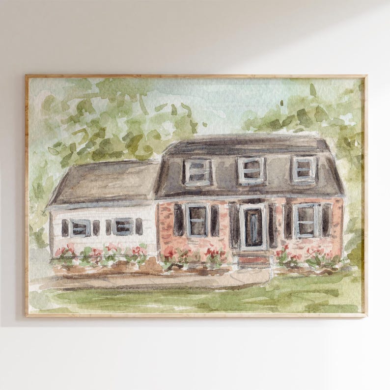 Custom Watercolor House Portrait – Hand Painted Impressionist Home ...