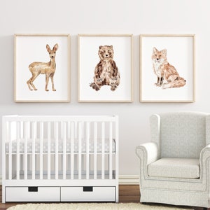 Retratos de animales en acuarela personalizados, ilustraciones para guardería de bebés, pintura de animales en acuarela, pintura de animales original