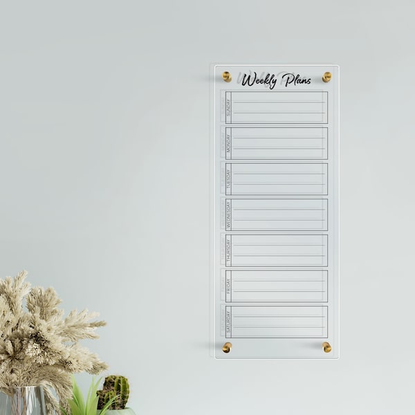 Acrylic Weekly Calendar | Customizable Weekly Planner | Menu Board