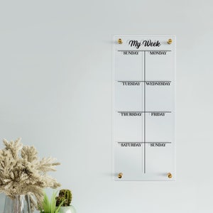 Acrylic Weekly Calendar | Customizable Weekly Planner | Custom To Do Board