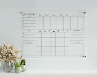 Acrylic Monthly Calendar | Personalized Calendar For Wall | Family Planner 2023 | Dry Erase Board With Side Notes | On Sale