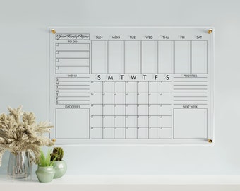 Acrylic Monthly Calendar | Personalized Calendar For Wall | Family Planner 2026 | Dry Erase Board With Side Notes | On Sale