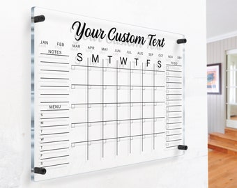 Acrylic Monthly Calendar | Personalized Wall Calendar | Family Planner 2023 | Dry Erase Board | Organization Board | Command Center Board