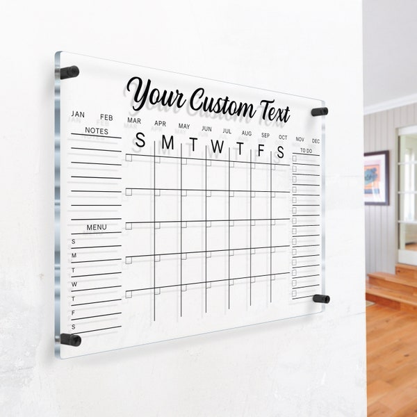 Acrylic Monthly Calendar | Personalized Wall Calendar | Family Planner 2023 | Dry Erase Board | Organization Board | Command Center Board