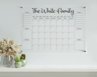 Customizable Family Calendar | Personalized Acrylic Calendar | Family Planner 2023  With Marker| Dry Erase Planner | On Sale