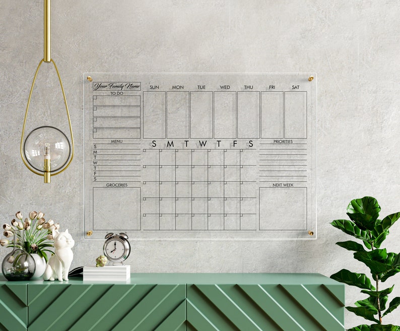 Acrylic Monthly Weekly Calendar Personalized Planner 2023 Calendar For Wall Dry Erase Board image 4