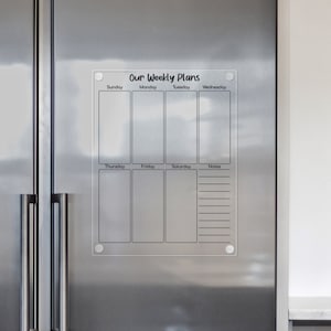 Magnetic Acrylic Weekly Calendar | Personalized Calendar For Fridge | Custom Acrylic Kitchen Board | Menu Planner 2025 | Dry Erase Board