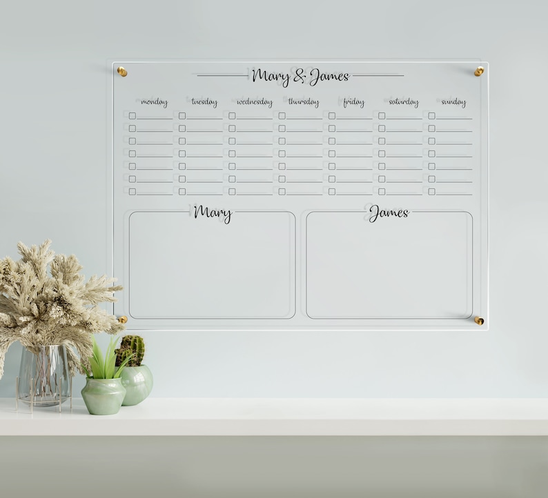 Acrylic Weekly Calendar Couple Calendar Personalized - Etsy