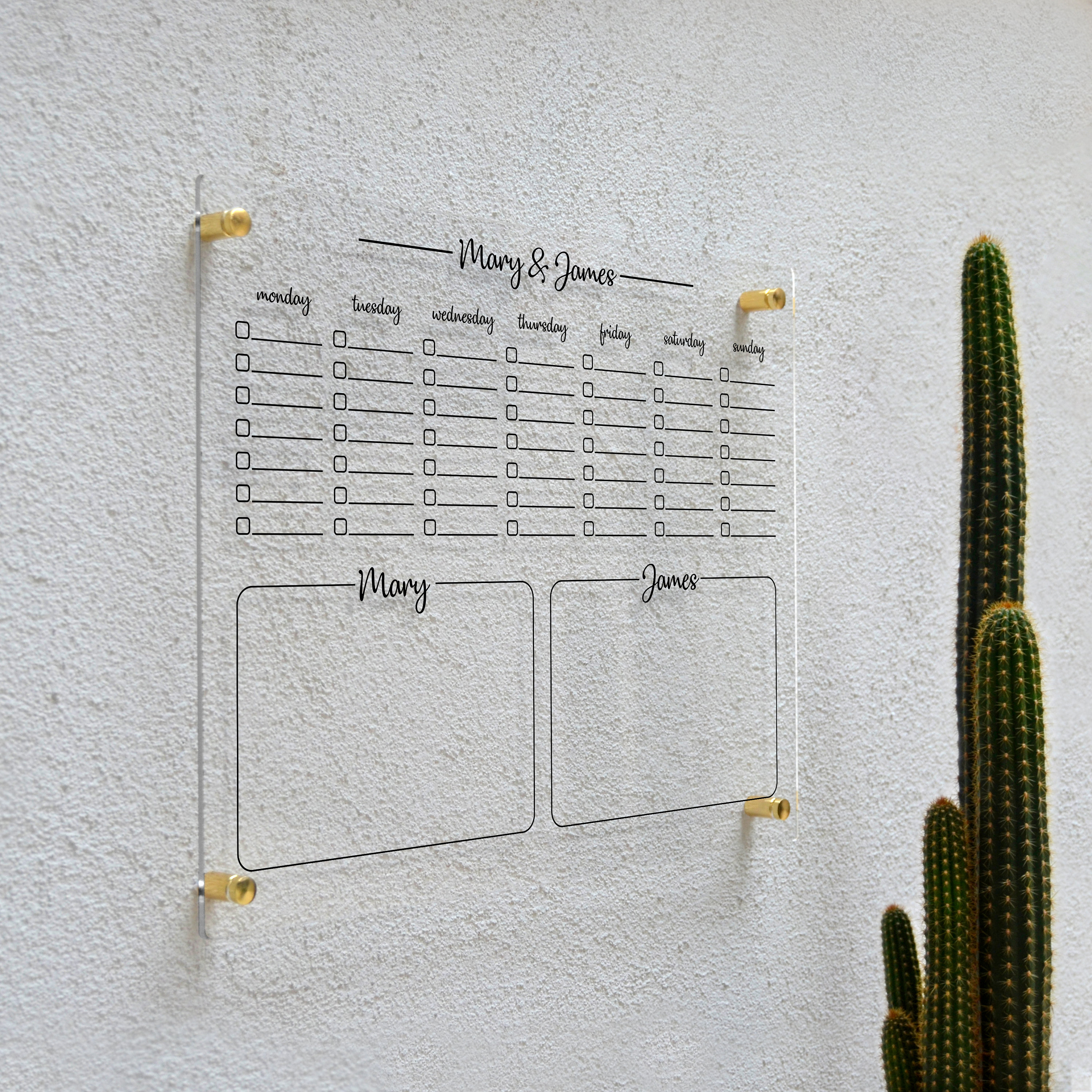 Acrylic Weekly Calendar Couple Calendar Personalized - Etsy