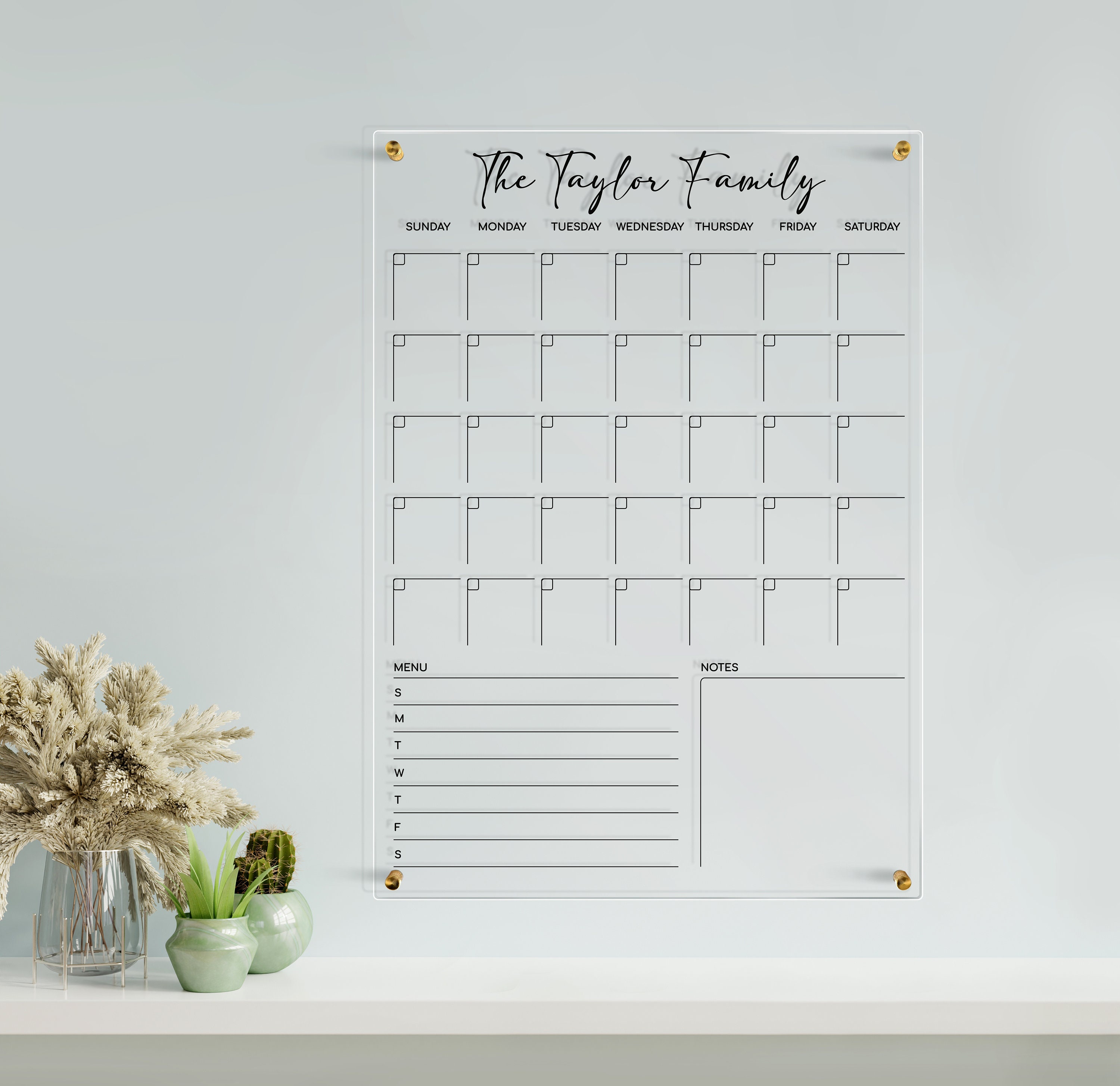 Customizable Acrylic Monthly Calendar | Personalized Calendar For Wall | Family Planner 2025 | Dry Erase Board | Home Office Decor