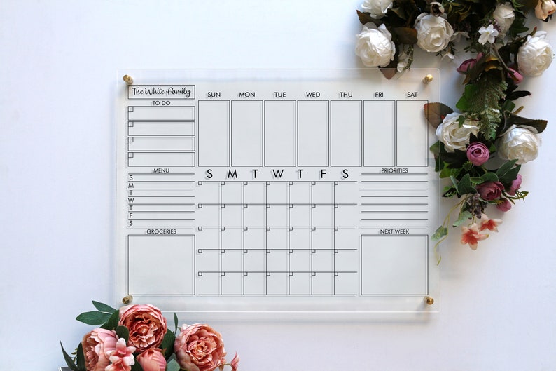 Acrylic Monthly Weekly Calendar Personalized Planner 2023 Calendar For Wall Dry Erase Board image 10