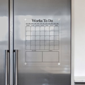 Magnetic Acrylic Calendar | Personalized Acrylic Kitchen Board | Custom Calendar For Fridge  | Family Planner 2025 | Dry Erase Board