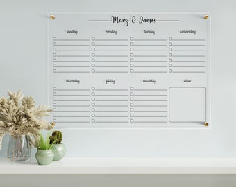 Acrylic Weekly Calendar | Couple Calendar | Personalized Calendar For Wall | Family Planner 2023 | Wedding Gift | Custom Planner