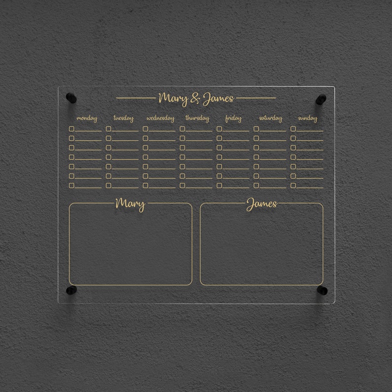 Acrylic Weekly Calendar Couple Calendar Personalized | Etsy