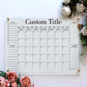 Customizable Family Calendar For 2 People | Personalized Acrylic Calendar | Family Planner 2025 | Dry Erase Board With Side Notes
