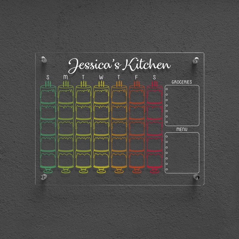 Kitchen Menu Planner Acrylic Kitchen Board Weekly Calendar | Etsy